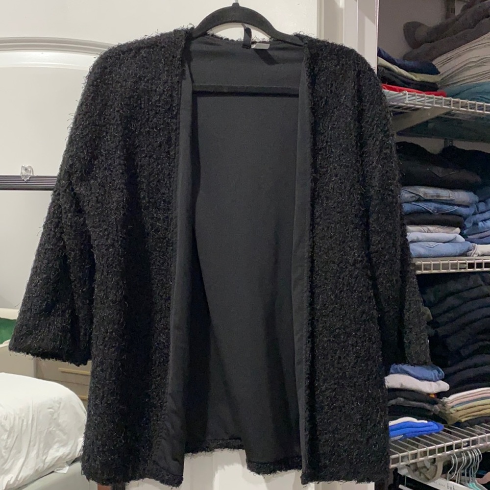Fuzzy Black Cardigan